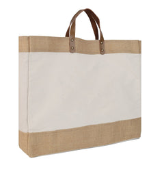 Canvas & Jute Bag with Leather Handle – custom branded corporate gift, Kaaf Creations UAE