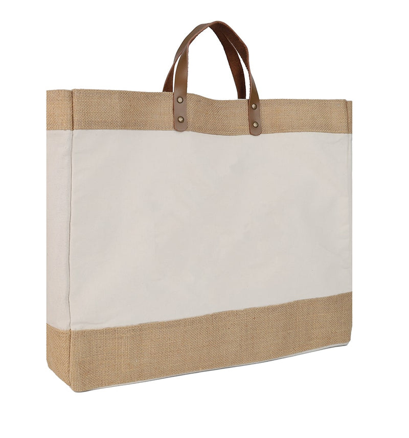 Canvas & Jute Bag with Leather Handle – custom branded corporate gift, Kaaf Creations UAE