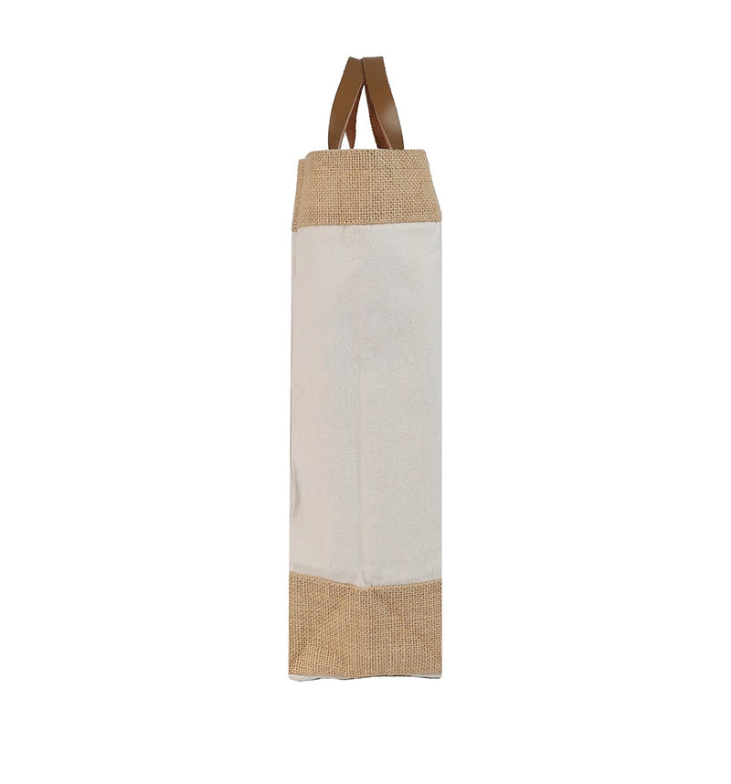 Canvas & Jute Bag with Leather Handle – custom branded corporate gift, Kaaf Creations UAE