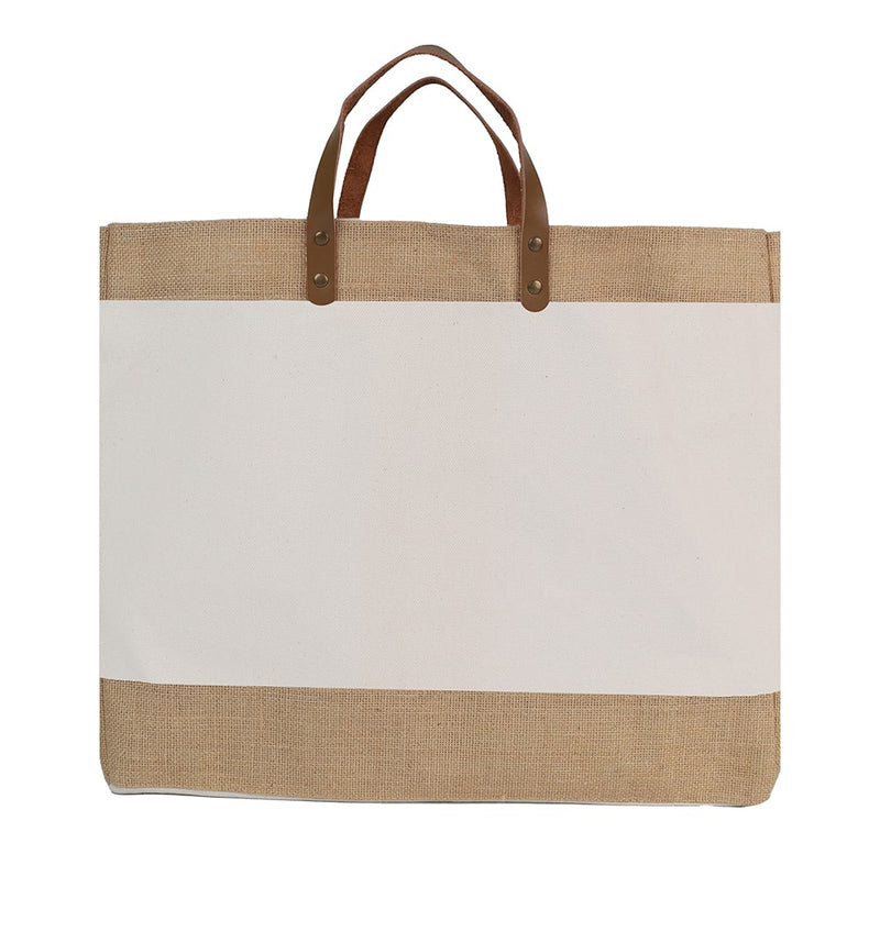 Canvas & Jute Bag with Leather Handle – custom branded corporate gift, Kaaf Creations UAE