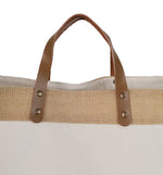 Canvas & Jute Bag with Leather Handle – custom branded corporate gift, Kaaf Creations UAE