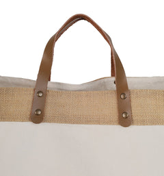 Canvas & Jute Bag with Leather Handle – custom branded corporate gift, Kaaf Creations UAE