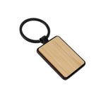 Rectangle Bamboo body metal keychain – custom branded corporate gift, Kaaf Creations UAE