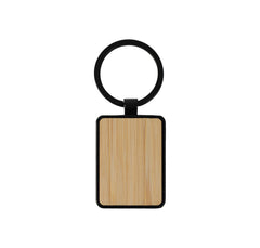 Rectangle Bamboo body metal keychain – custom branded corporate gift, Kaaf Creations UAE