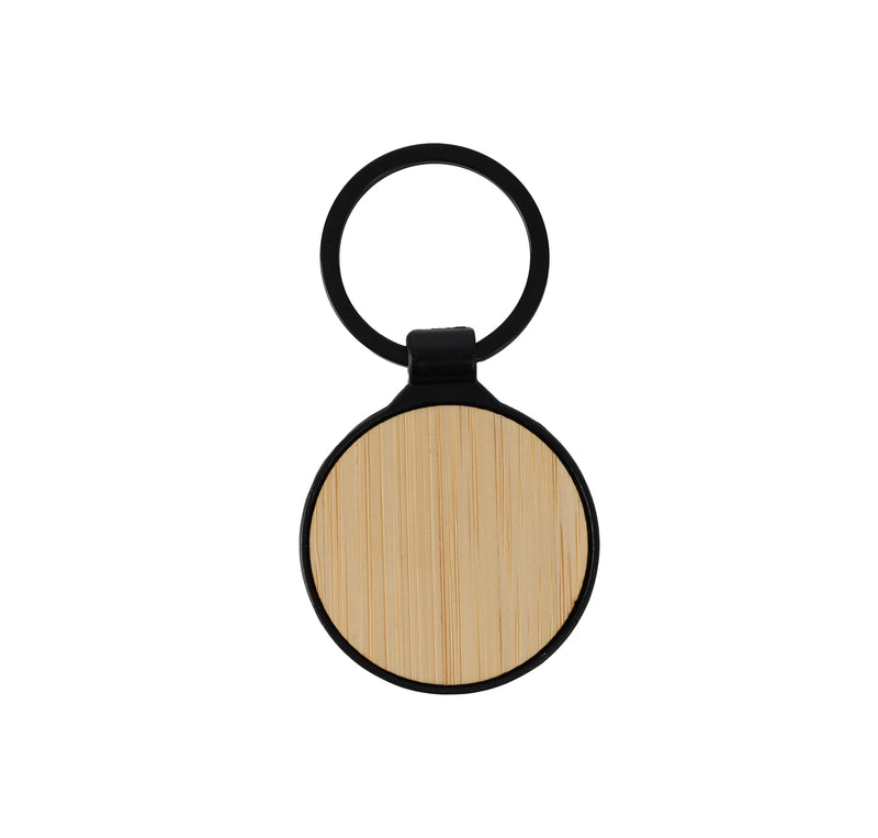 Round Bamboo Body Metal Keychain – custom branded corporate gift, Kaaf Creations UAE