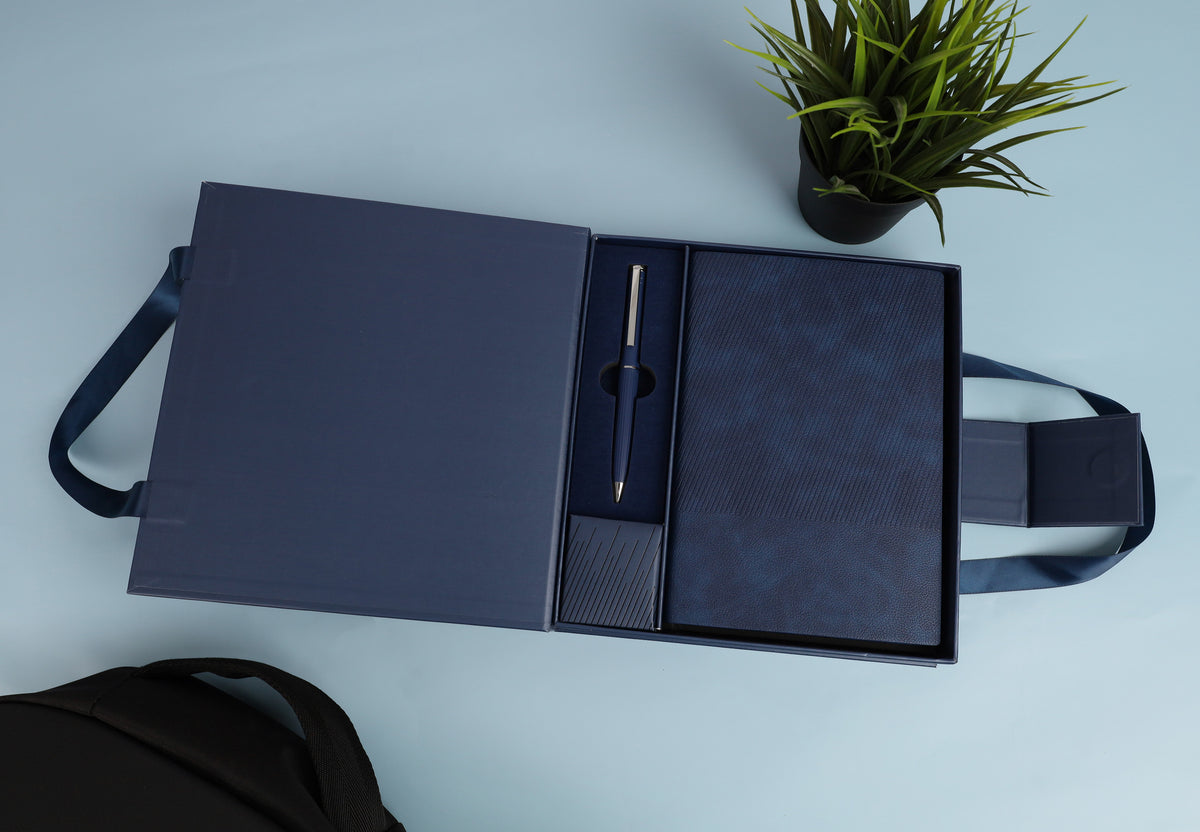 Premium Gift Set - Blue Corporate Gift Box – custom branded corporate gift, Kaaf Creations UAE