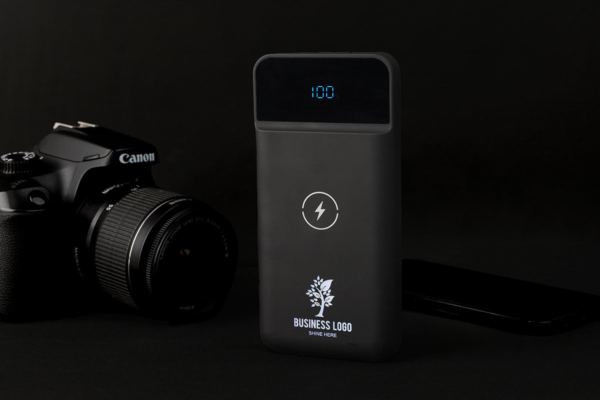 Powerbank with LED Display & Lightup Logo – custom branded corporate gift, Kaaf Creations UAE