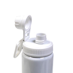 Reusable aluminium sports bottle with handle, 800 ml capacity, black and white color options for corporate gifting.