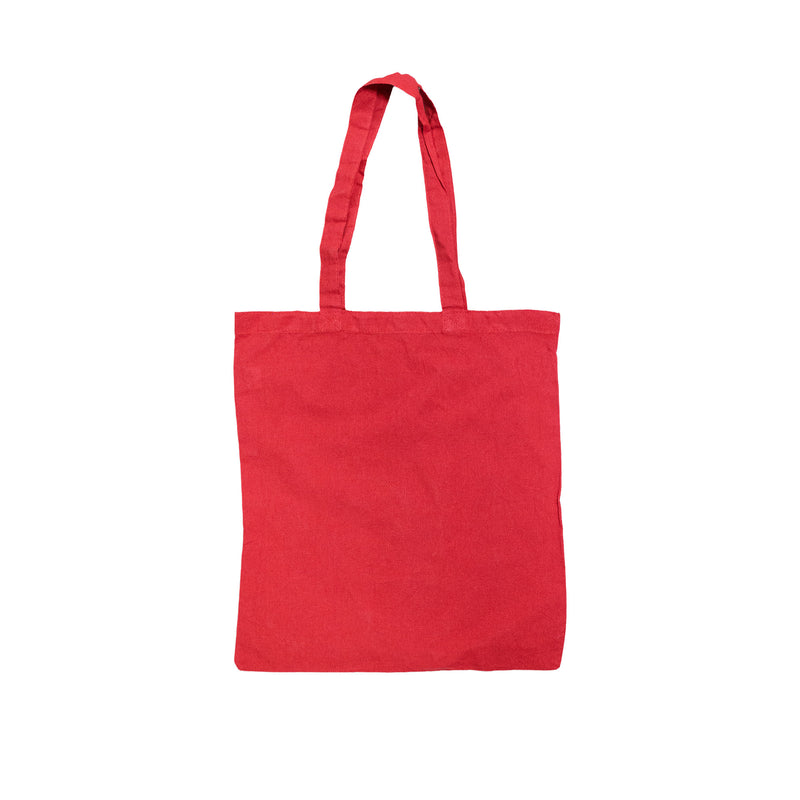 Red recycled cotton tote bag with long handles – sustainable and reusable