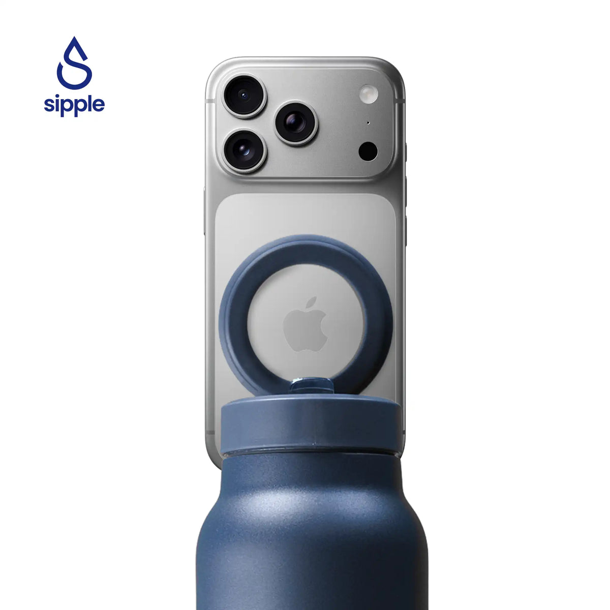 Magnetic Phone Mount Thermal Water Bottle - Blue