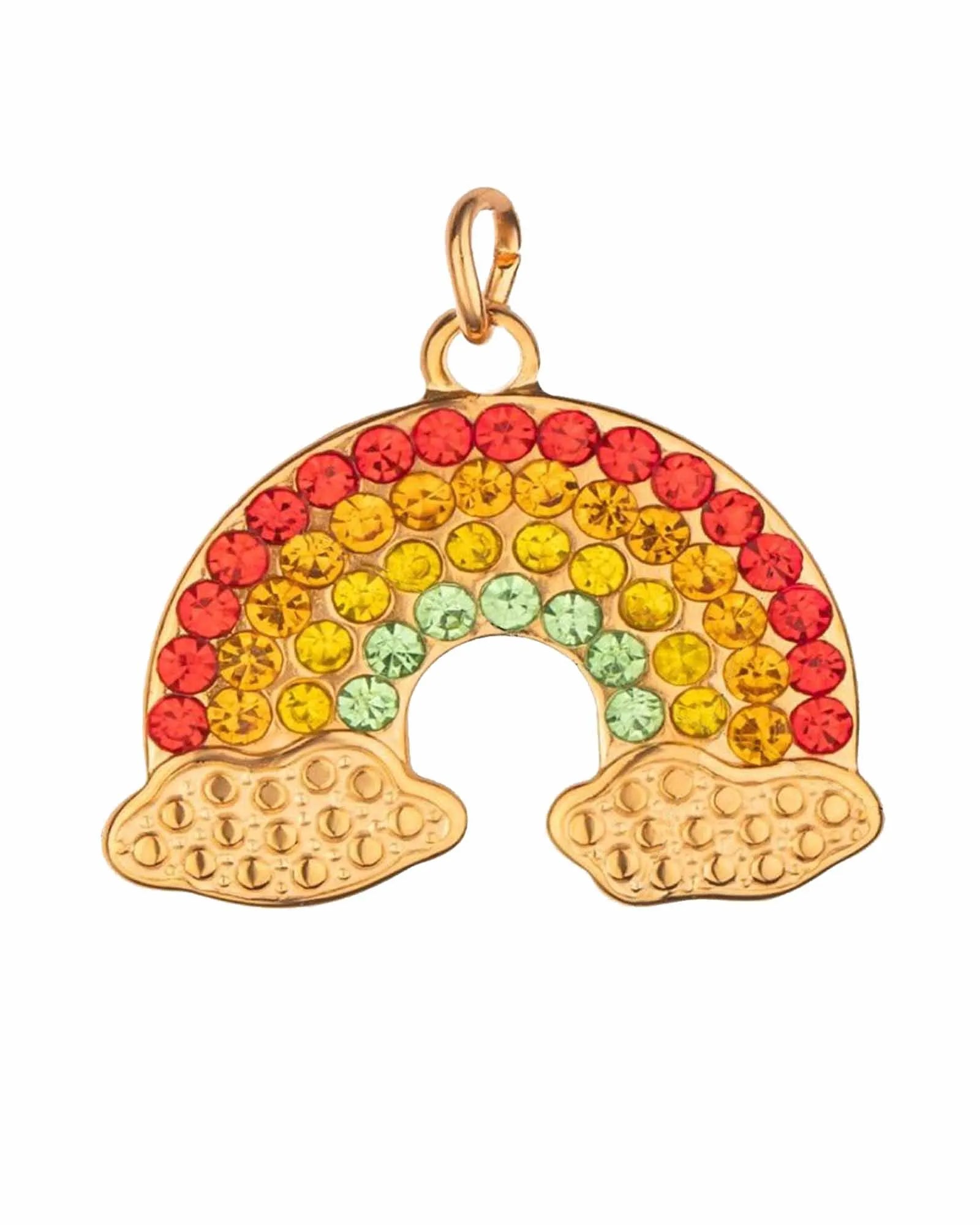 Rainbow Crystal Charm Pendant, 18K Gold Plated Stainless Steel, Red Yellow Green Kaaf Creations
