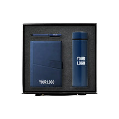 Sapphire Elite blue leather notebook stainless bottle pen corporate gift UAE