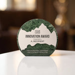 Green Stone Round Plaque Award With Metal Plate