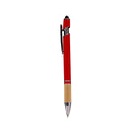 Metal Pen With Stylus and Bamboo Grip Red