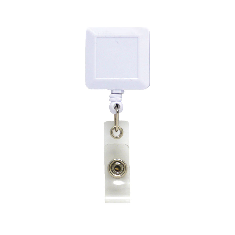 Plastic badge reel in square shape White