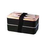 Wheat Straw Double Lunchbox with Bamboo Lid