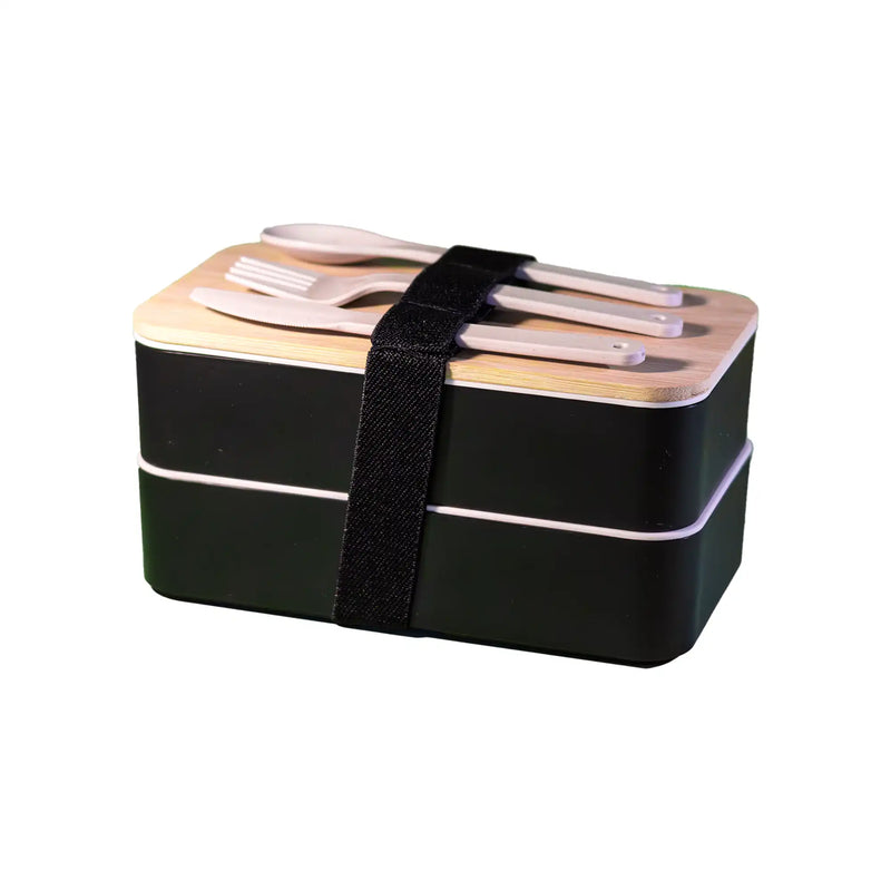 Wheat Straw Double Lunchbox with Bamboo Lid