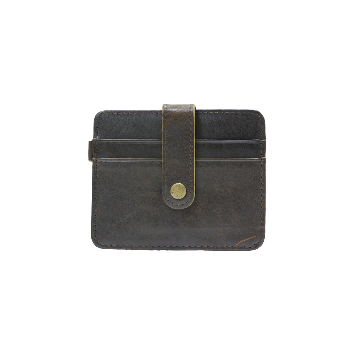 Leather card holder with button