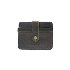 Leather card holder with button