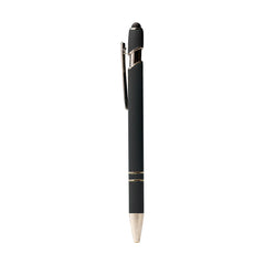 Metal Pen With Silver Ring And Stylus Black