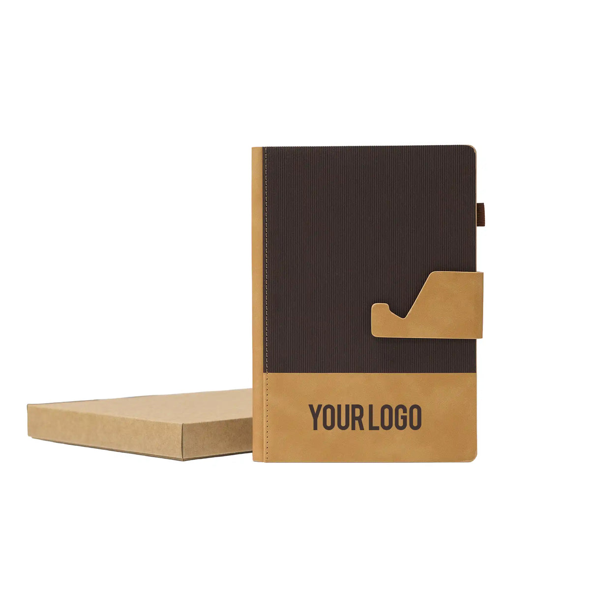 Dual Tone A5 Notebook with Detachable Mobile Stand Brown