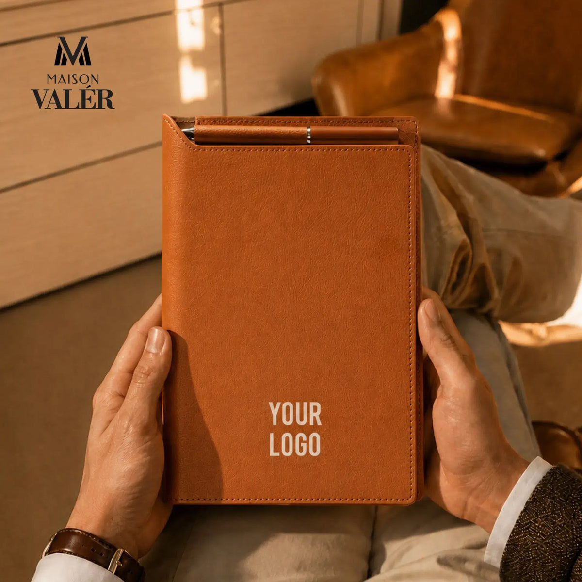Maison Valer Executive Organizer with Magnetic Pen Holder Brown