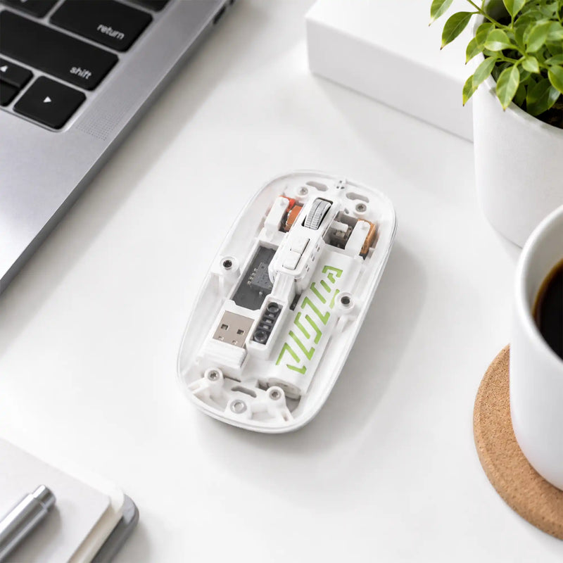 Transparent Wireless Mouse Rechargeable White