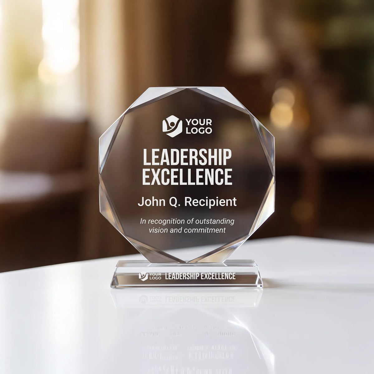 Octagon Crystal Award Small