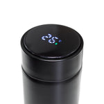 Black digital temperature display bottle 500ml – front view with blank branding area