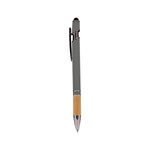 Metal Pen With Stylus and Bamboo Grip Gray