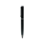 Black metal pen with lined barrel and silver clip – 11610BK