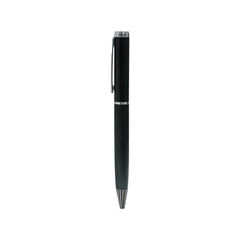Black metal pen with lined barrel and silver clip – 11610BK