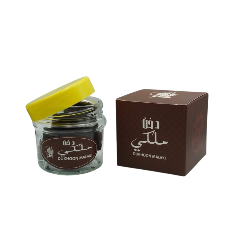 Dukhoon Malaki bakhoor 140g jar and box