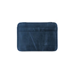 Leather card holder with both side opening Blue