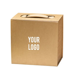 Luxury Gift Box with PU Leather Handle Brown Large