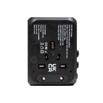Universal travel adapter with 3 Type C and 2 USB A ports