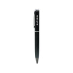 Black metal pen with lined barrel and silver clip – 11610BK