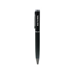 Black metal pen with lined barrel and silver clip – 11610BK