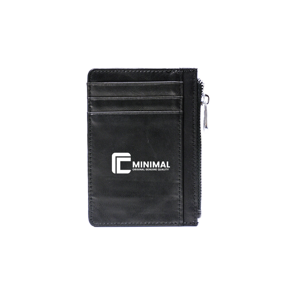 Zipper leather card holder