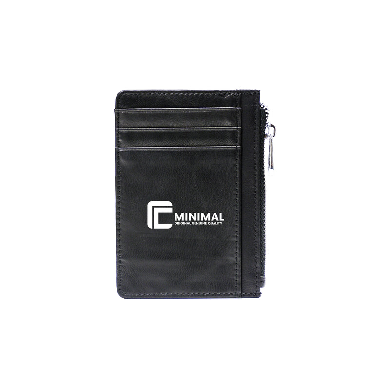 Zipper leather card holder