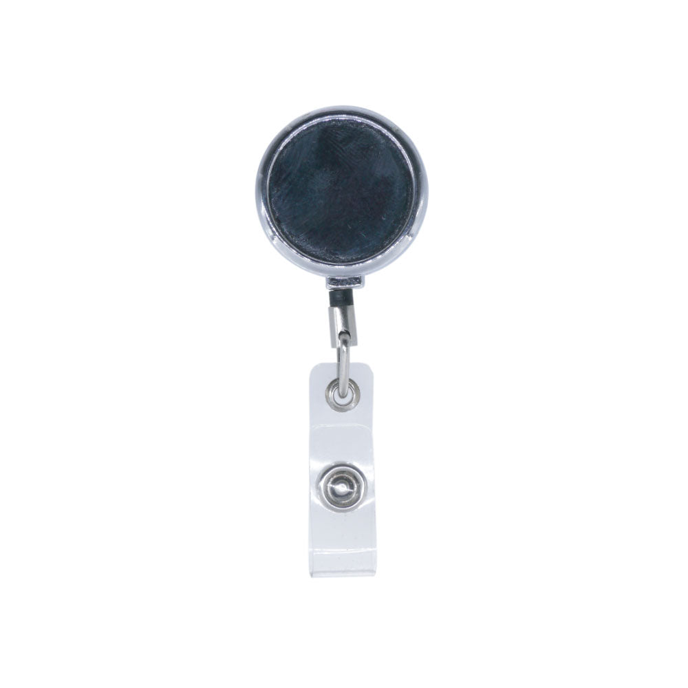 Metal reel badge with big round
