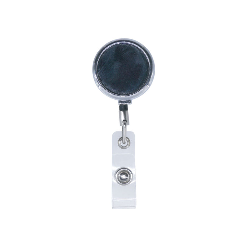 Metal reel badge with big round