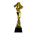 Award Trophy Hand Holding full gold with black base