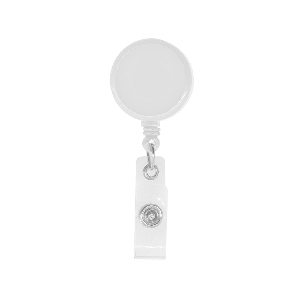 Plastic badge reel with big round surface White