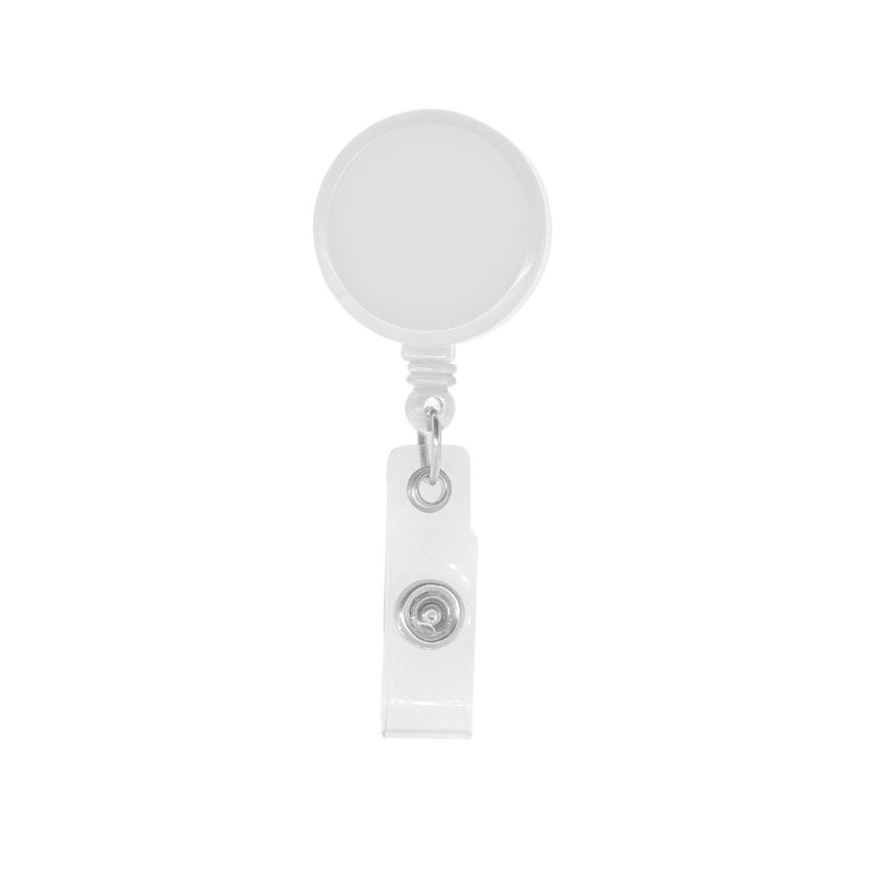 Plastic badge reel with big round surface White