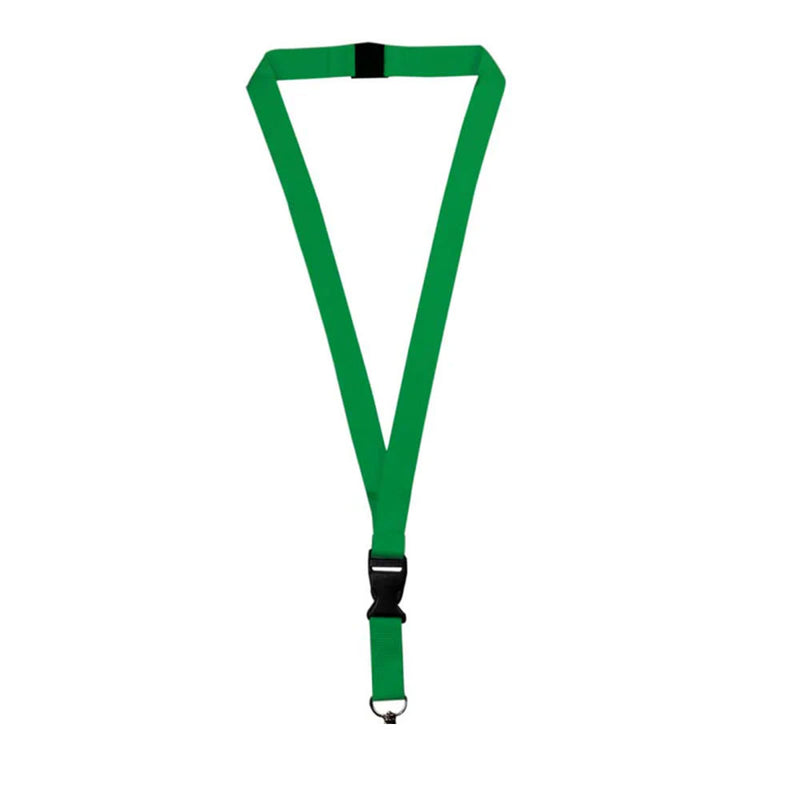 Lanyard With Buckle Metal Hook And Safety Clip Green