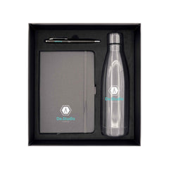 Promotional Giftset with Gray Notebook pen and Bottle