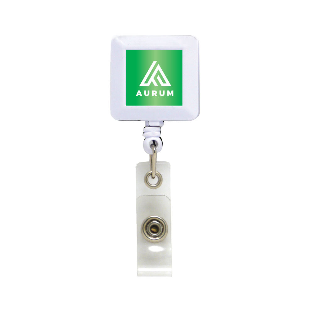 Plastic badge reel in square shape White