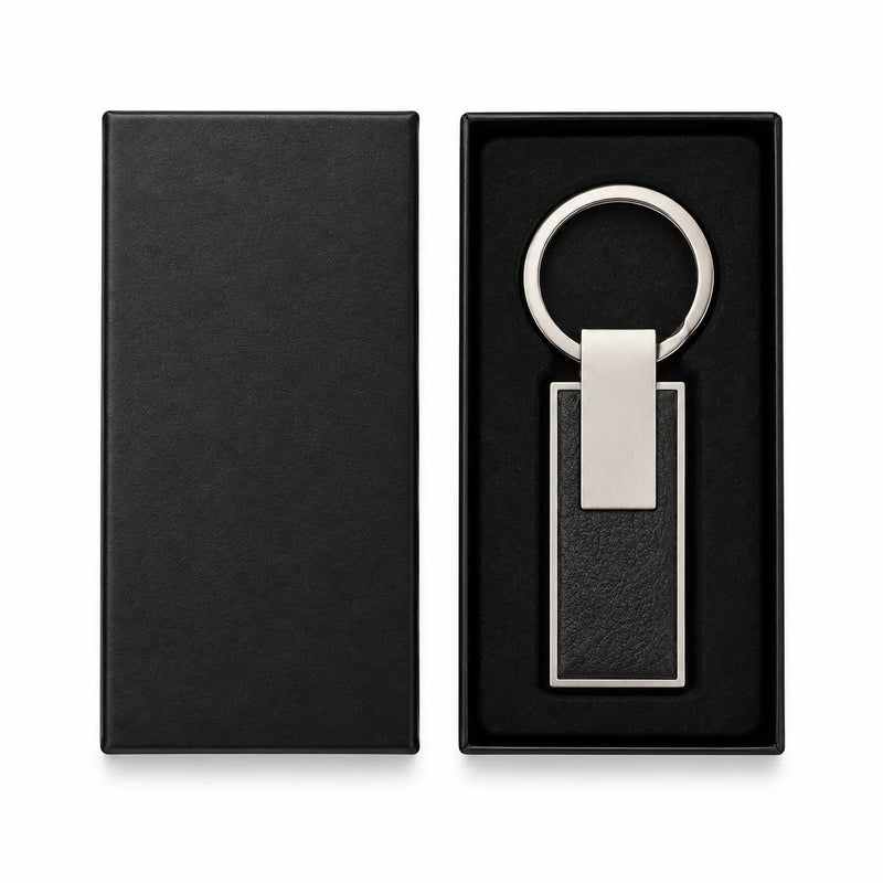 Gunmetal PU Strap Keychain Black