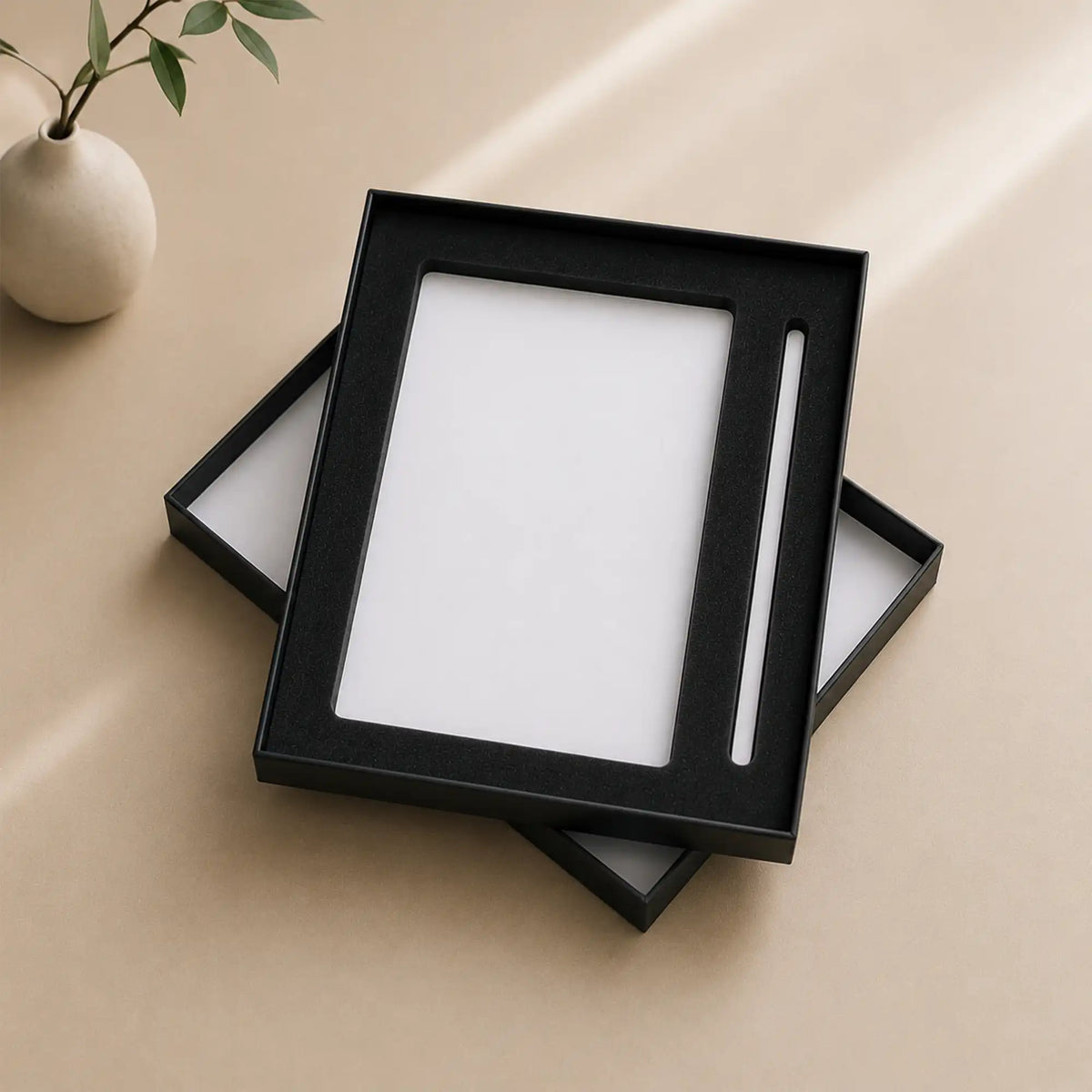 Black Gift Box with Pen Notebook and Foam